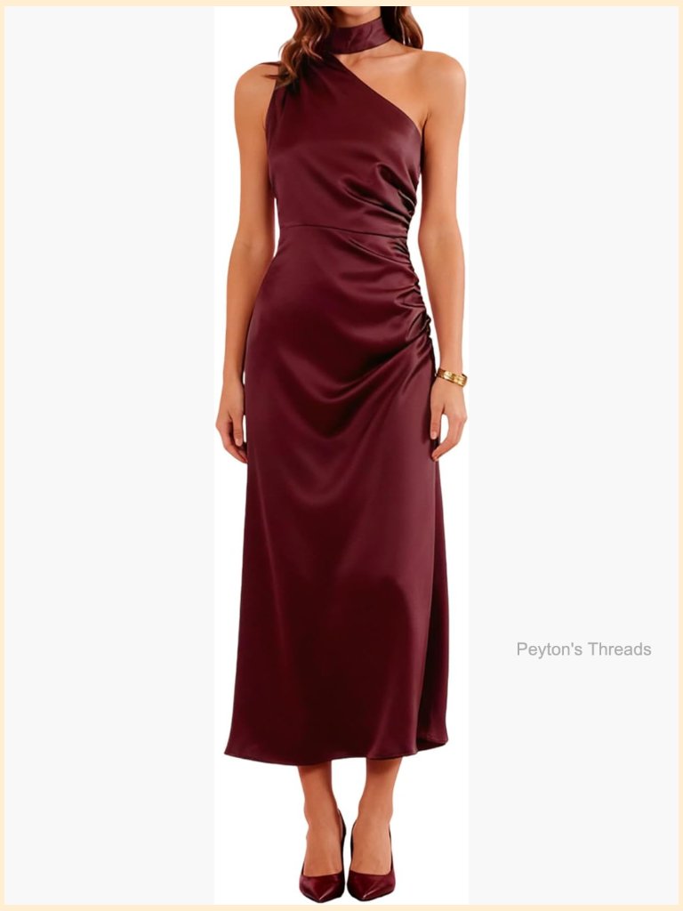 One Shoulder Floor-Length Formal Dress With Zipper Closure